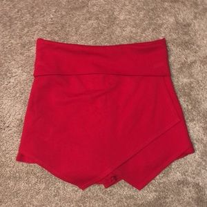 Red Cotton Skort
